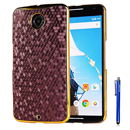 Nexus 6 Case,Vfunn Elegant Plating Hard Back Case Cover for Motorola Google Nexus 6 with 1 Clear Screen Protector 1 Stylus Pen (Nexus 6 Case) (Purple)