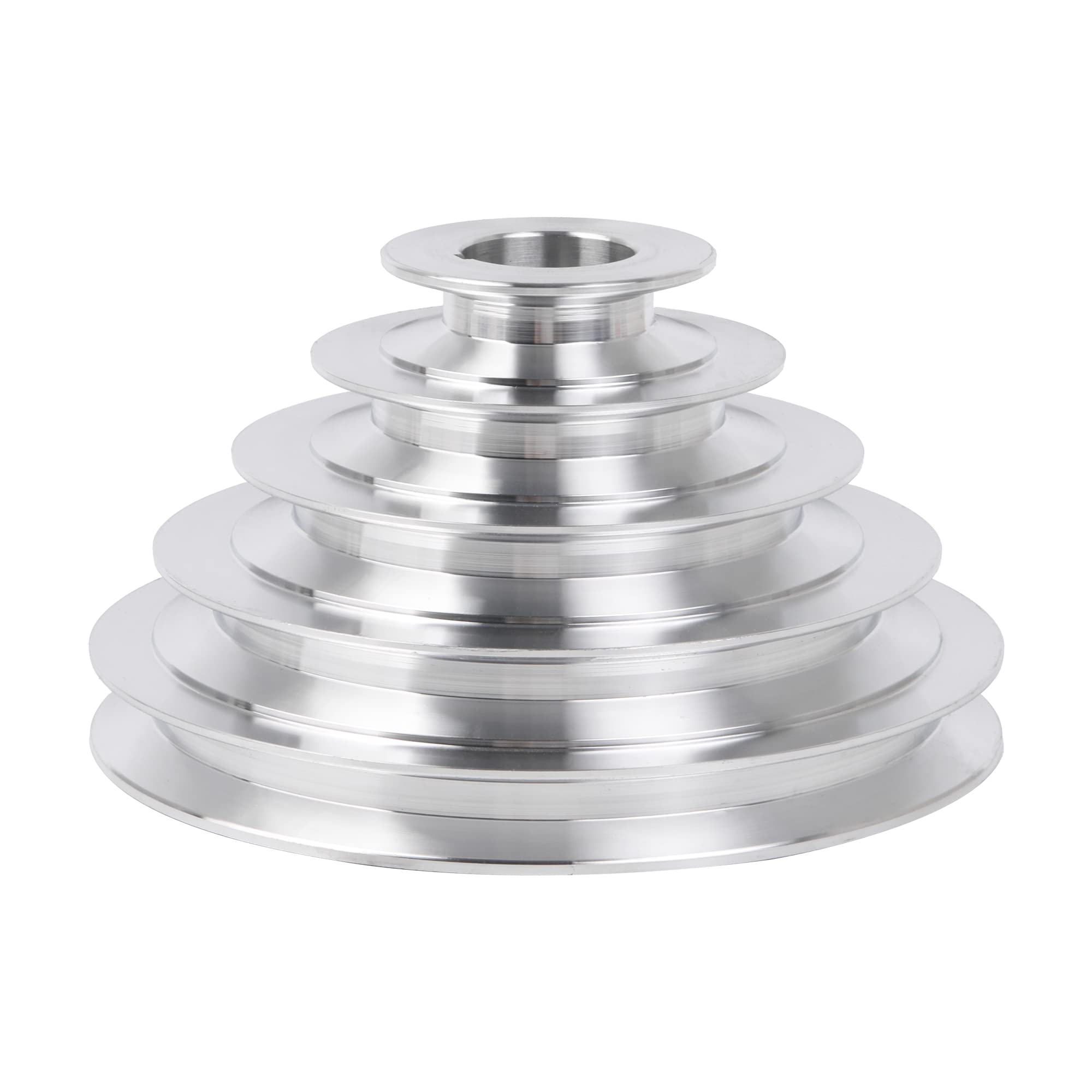 CNBTR 28mm Bore 54mm-150mm Outter Dia Aluminum 5 Slot A Type V-Shaped Pagoda Pulley 5 Step Pulley Belt 12.7mm Belt Width
