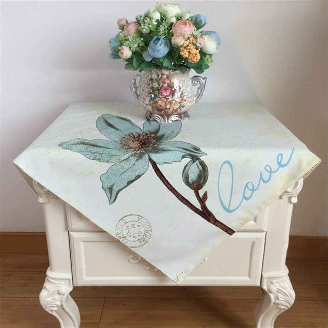 Amazon Com Bigsweety Tablecloths Dust Cover Cloth Countryside Flower Table Cloth Bedside Table Cloth Fabric Oblong Table Cover Blue Home Kitchen