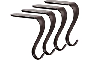 DOYOLLA Christmas Stocking Holders Xmas Fireplace Hanger Hooks Set of 4(Rust Black)