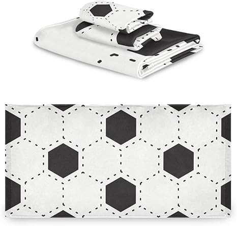 Amazon Fohoo タオル バスタオル フェイスタオル ハンドタオル サッカー ボール 黒白 おしゃれ 可愛い 吸水 速乾 家庭用 ふわふわ 3枚セット ギフト タオルセット ホーム キッチン オンライン通販