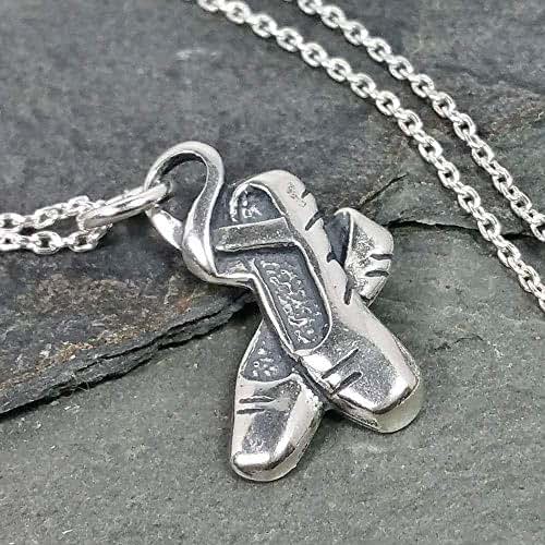 Ballet Shoes Charm Necklace 925 Sterling Silver, 18