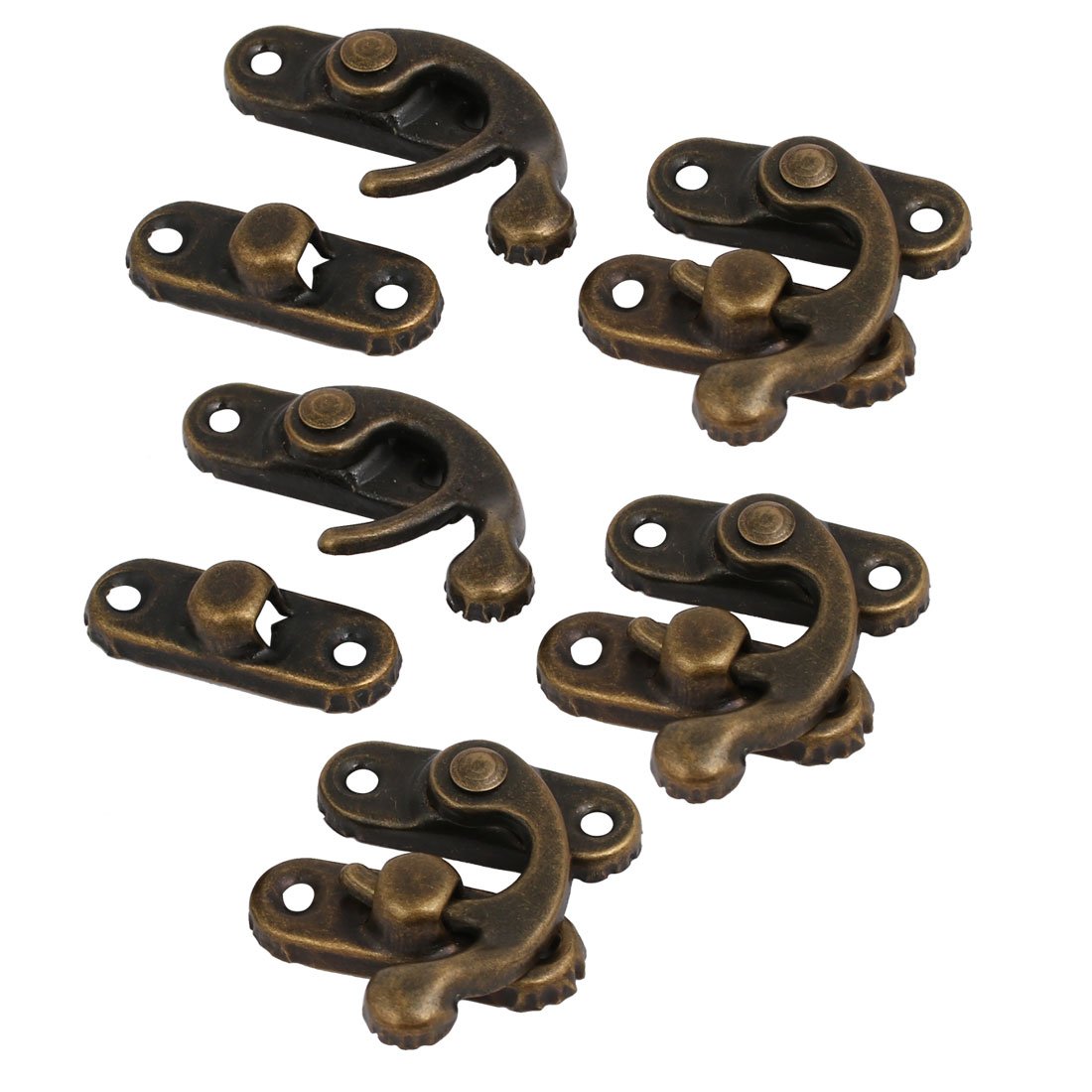 Sourcingmap Padlock Hasp Hook Horns Retro Style Metal Jewelry Box Buckle Shackle Lock 5pcs