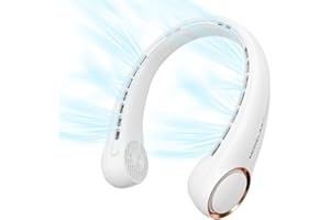 Morelax Neck Fan, USB Rechargeable Personal Fan, 3 Speeds Adjustable, Large air outlet Powerful Strong Wind, Adjustable, 360° Cooling, Super Quiet, No Blade Design, No Hair Twisting