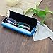 Aluminum Eyeglasses Case,EZESO Hard Shell Matte Elegant Frosted Slim Light Metal Spectacles Box For Small Frames (Blue)