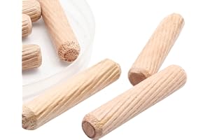 HARSKIYER 120pcs Hardwood Wood Dowel Pins, 3/8" x 2" Fluted Wood Dowels Rods Crafts Dowel Pegs for Woodworking Furniture Door Arts and Crafts DIY Projects, Straight Grooved