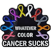 Ficsowy Cancer Awareness Enamel Pin, Multicolor Cancer Ribbons, "Whatever Color Cancer Sucks Lapel Pin Cancer Awareness Ribbons