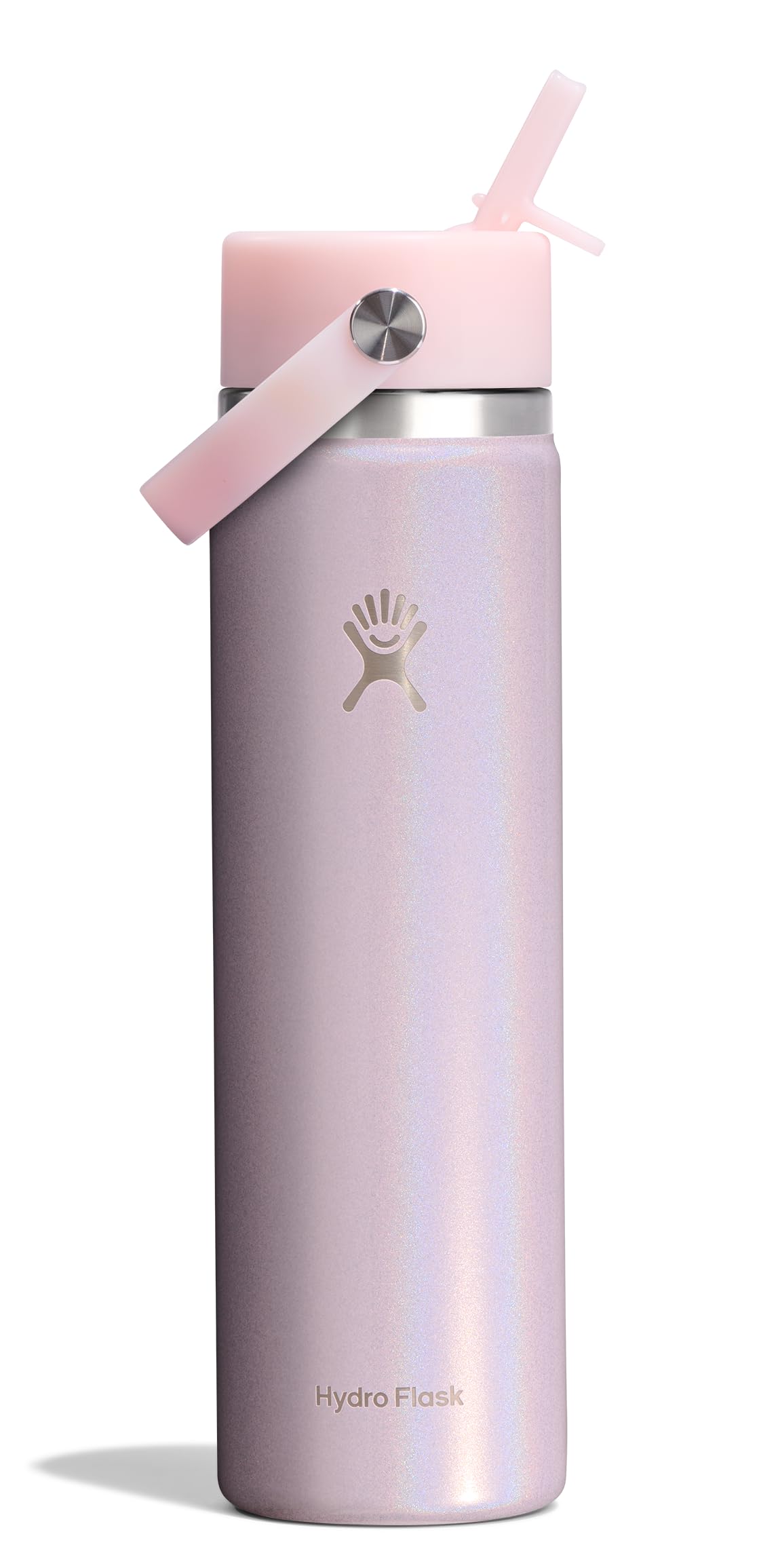 Hydro Flask Water Bottle - Insulated Stainless Steel - Wide Straw Lid, Non-Spill, Leakproof in 24 Oz Glimmer Pink Image