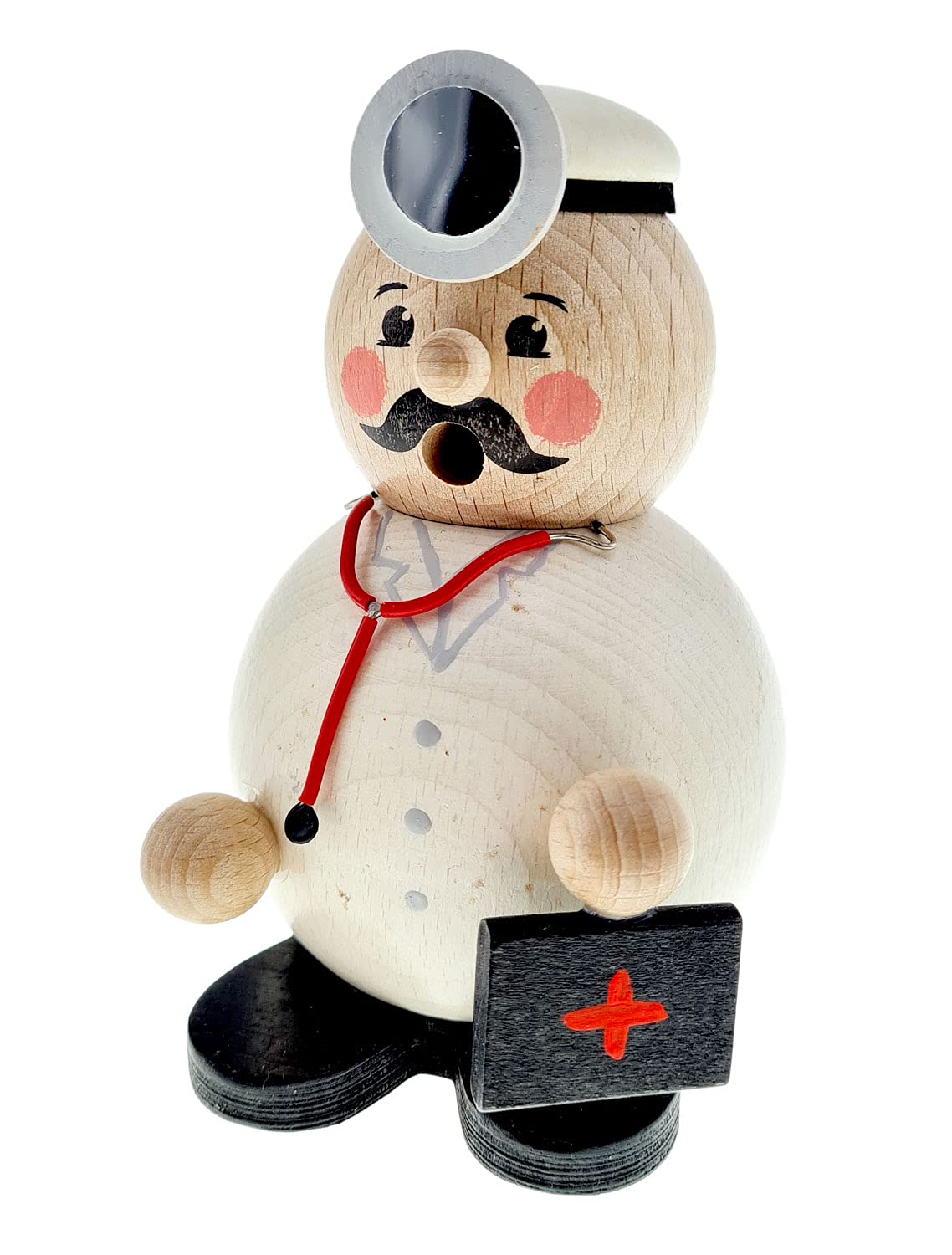 Hess Holzspielzeug 40045 – Original Ball Smoker from the Ore Mountains in the Design of a Doctor, Handmade Wooden Incense Figure, Incense Smoker Suitable for Incense Cones
