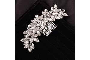 Teyglen Simple Full Rhinestones Bride Wedding Hair Comb Crystal Hair Pieces Luxurious Hair Accessories for Bride Bridal Side Hair Combs for Women Bride Girls (Silver)