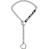 EverGlimp Heart Slip Chain Necklace For Women, Adjustable Long Leather Choker Collar With Rhinestone Letters, Y-Shaped Layered Design