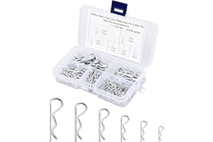 Kioiner 100 Pcs Carbon Steel Cotter Pins Assortment Kit, M1/M1.2/M1.5/M1.8/M2/M2.5 Zinc Plated Steel R Pins, Silver Retaining