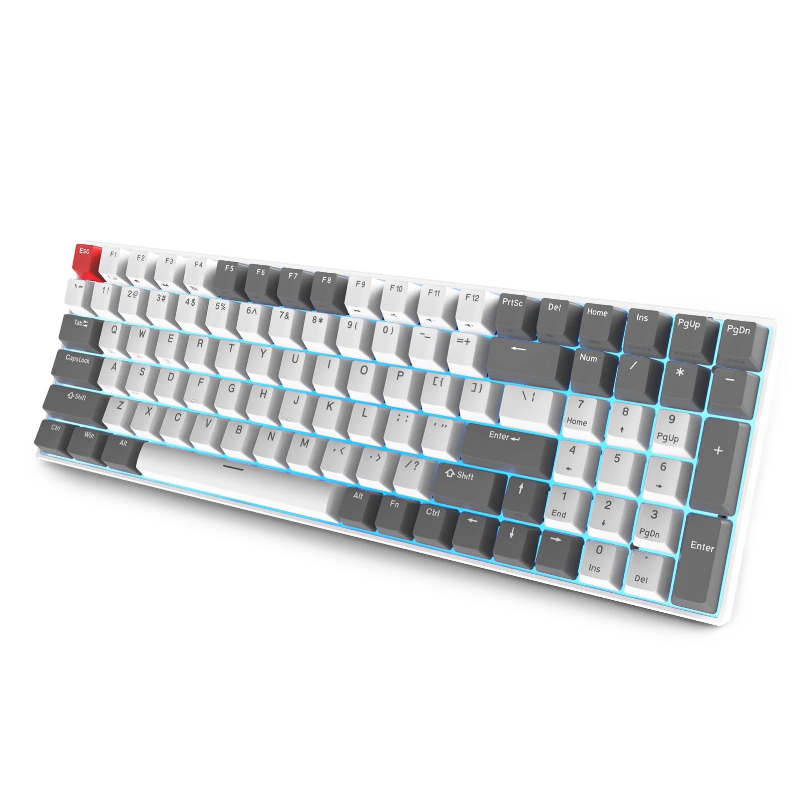 RK ROYAL KLUDGE RK100 Wireless Mechanical Keyboard RGB Backlit Bluetooth5.1/2.4G/Wired 96% Full Size 100-Key Hot Swappable Gaming Keyboard Brown Switch Carbon