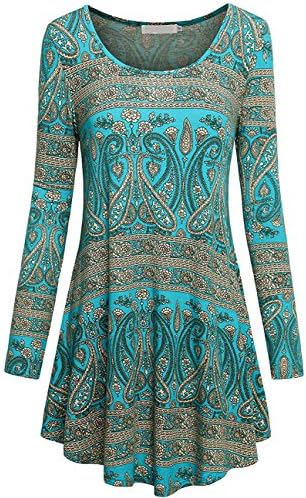 Wonlife Women Swing Flowy Tunic Round Neck Long Sleeve Shirts Flattering Tops