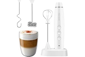 FIVTYILY Milk Frother Handheld Rechargeable Foam Maker for Lattes,Electric 3 Whisks Drink Mixer for Bulletproof Coffee, Mini Foamer for Cappuccino Frappe Matcha Hot Chocolate (White 3.0)