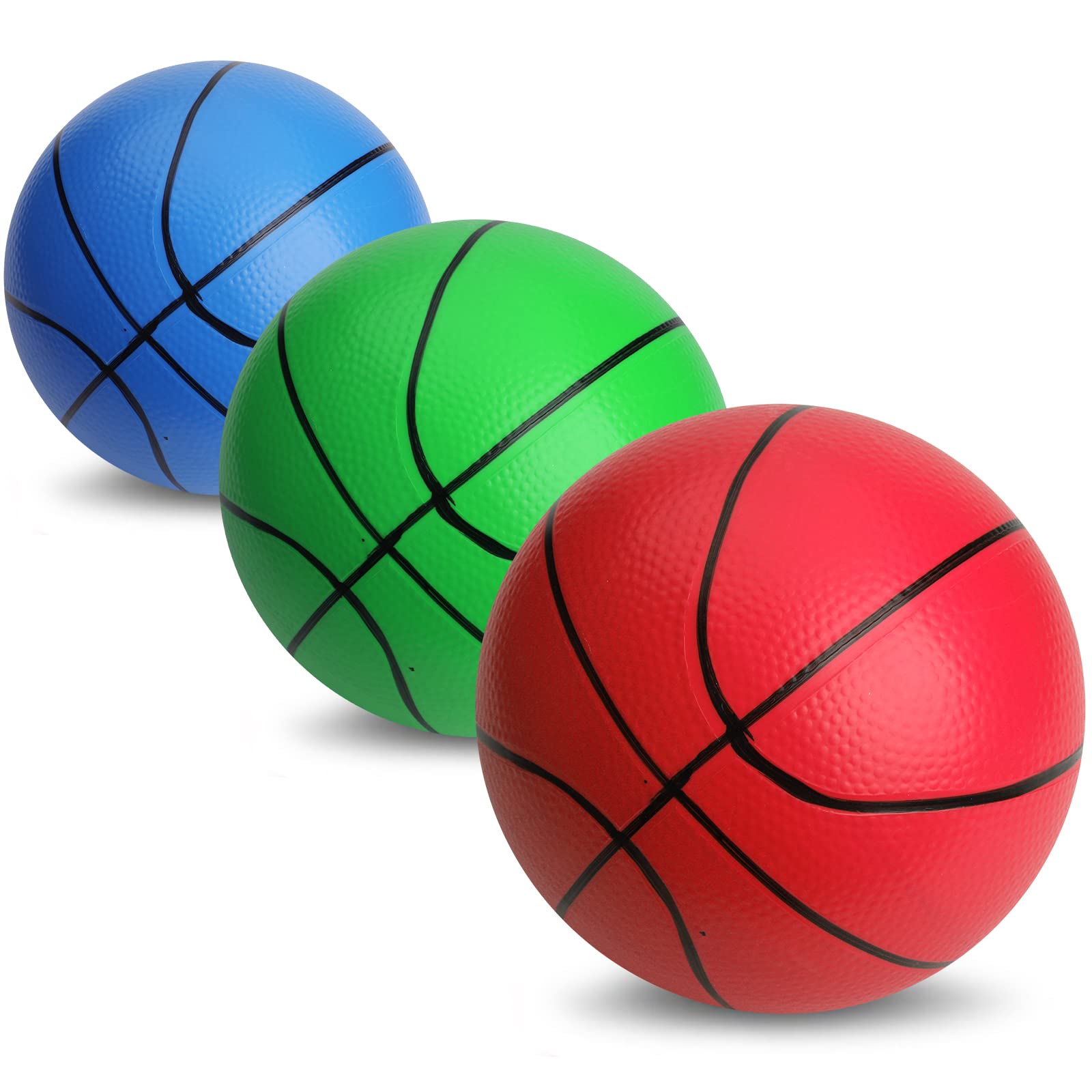 Mini Foam Basketball for Hoop, 5" Squeeze PU Balls for Over The Door Hoop, Replacement Balls for Kids Adults, Beach Indoor Outdoor Sport Game Gift Set 3 PCS (Rainbow)
