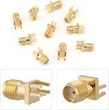 Fydun 10pcs SMA Female Base Connector Gold Plated Brass PCB Mount 50 Ohm RF view 7