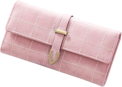 Amazon ベィジャン レディース 長財布 おしゃれ ロングウォレット Pu 財布 チェック柄 スリム 三つ折り財布 小銭入れ カード収納 上品 かわいい シンプル 大容量 ピンク Bajian ベィジャン 財布