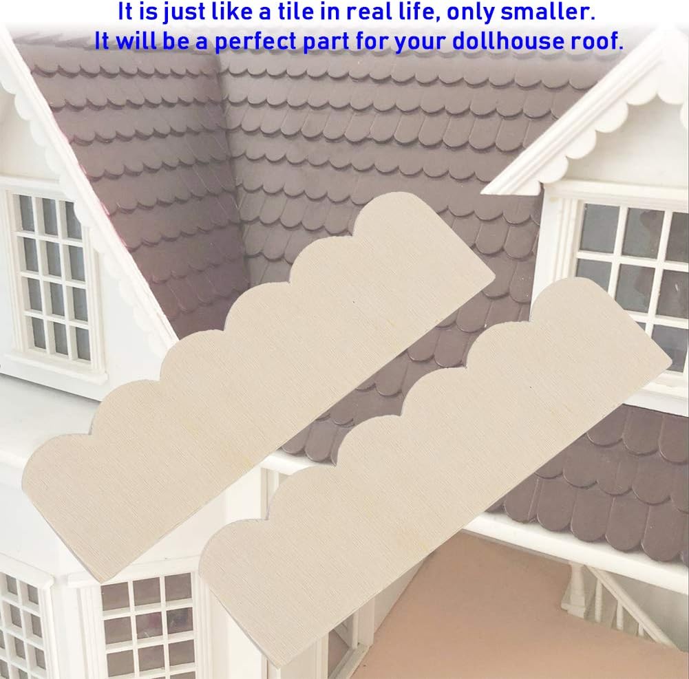 Mini Dollhouse Roof Tile, 1/12 Dollhouse Accessories DIY Wooden Roof
