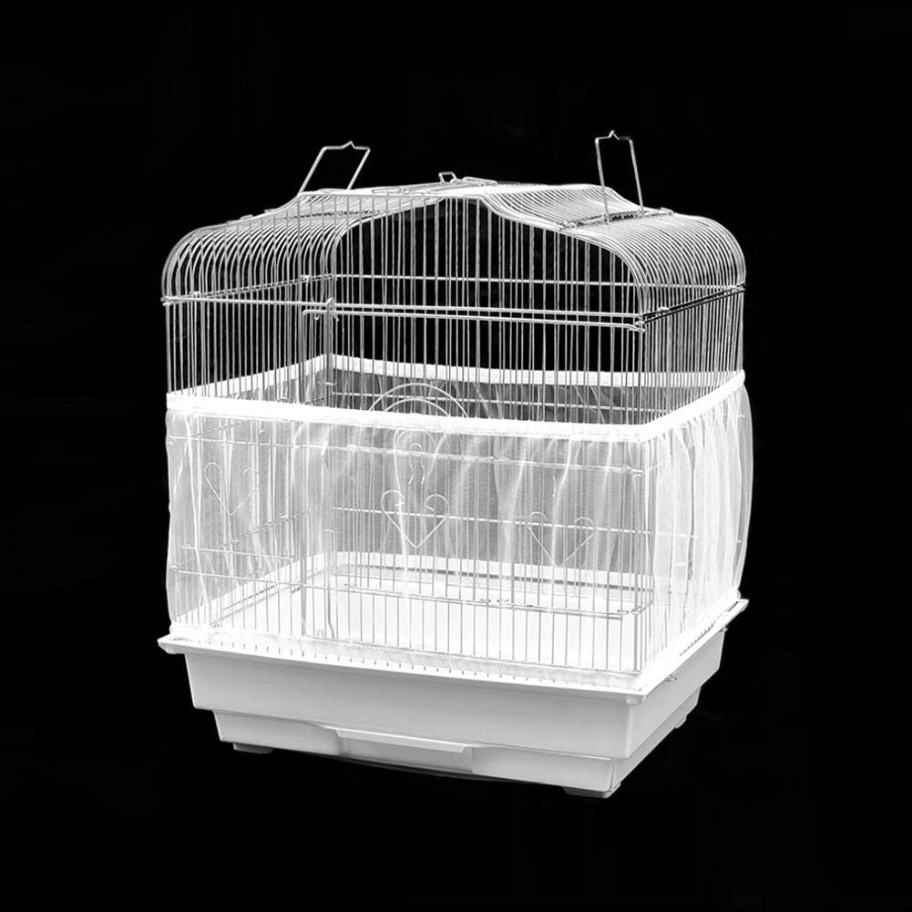 Pssopp Bird Cage Seed Catcher Mesh Net Cover for Parrots - Airy Stretchy Skirt Design Accessory to Catch Seeds and Reduce Waste (Small Size)
