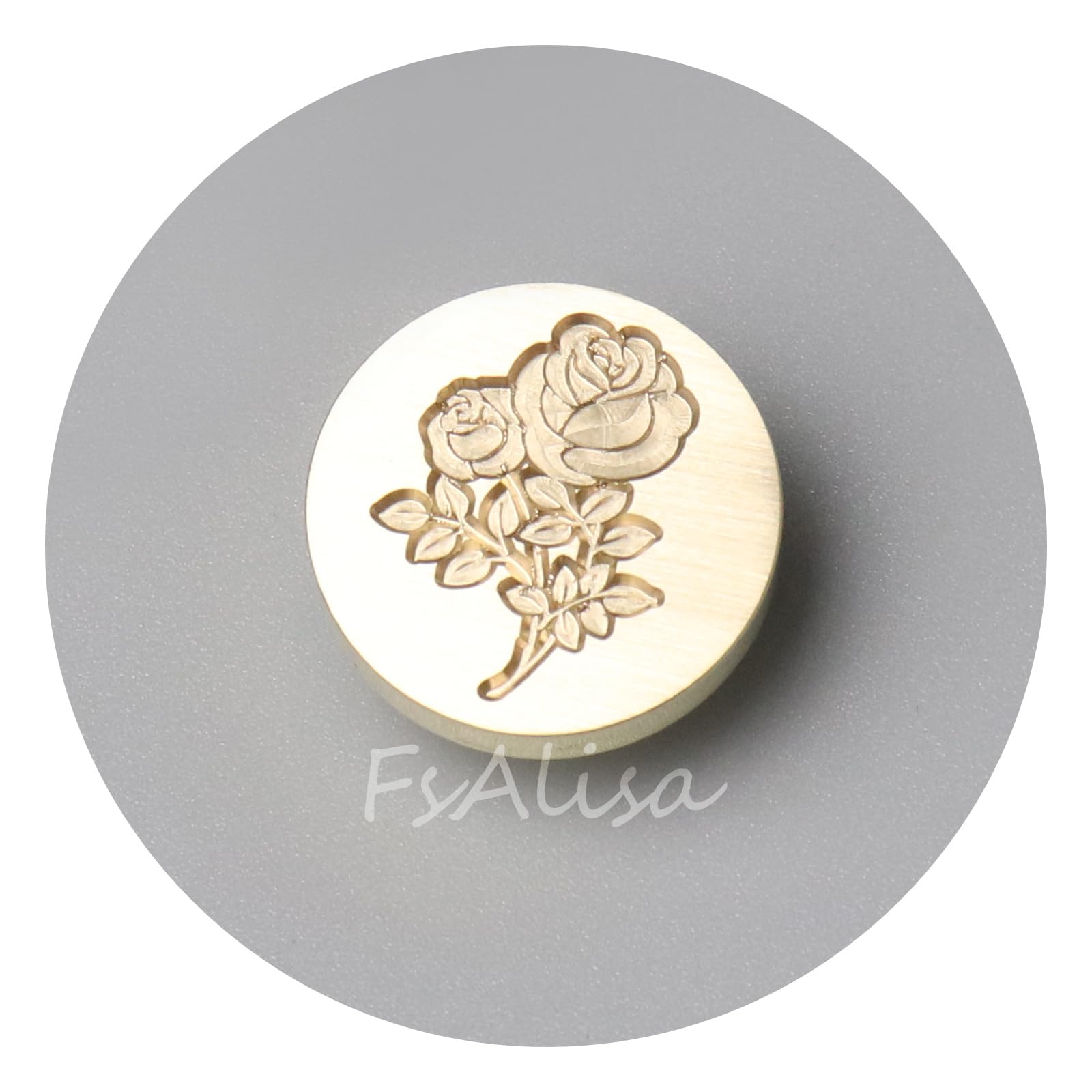 fsalisa Botanical Wax Seal Stamp Head Rose Brass Head without Handle Flower Plant Sealing Wax Stamp Head Embellishment Wedding Invitations, Greeting, Cards,Envelopes, Gift Wrap(Romantic Rose)