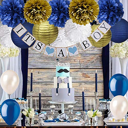 Navy Blue Baby Shower Decorations Navy Blue Cream Gold Tissue