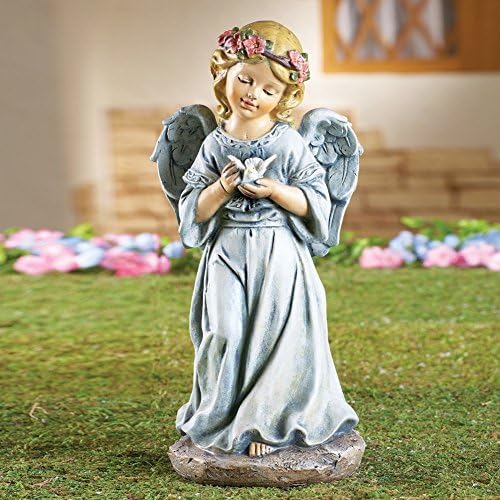 Charming And Elegant Angel With Beautiful Dove Indoor and Outdoor Statue