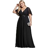 Ever-Pretty Plus Women's V Neck Floor Length Chiffon Evening Dress Plus Size Mother of The Bride Dresses 01960-DAPH