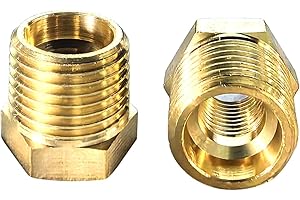 Quirkmyn 2 Pcs Brass Bushing 1/4" Male to 1/8" Female, 1/4 Brass Fitting to 1/8 NPT Adapter Hex Reducing Pipe Adapter Fitting Fitting Pipe Hose Tube Adapter Convert