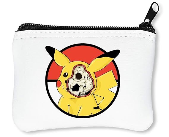 Pokemon Pikachu Skull Illustration Reißverschluss-Geldbörse Brieftasche Geldbörse