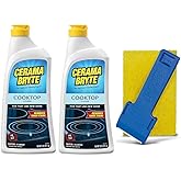 Cerama Bryte Cook Top Cleaner 18 oz 2-Pack &amp; Scraper Pad Bundle