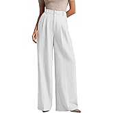 ELLEVEN Women's Casual Wide Leg Dress-Pants, High Elastic Waisted in The Back Business Flowy Trousers with Pockets