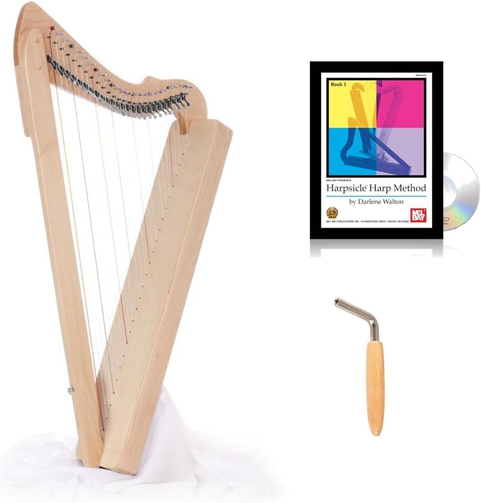 Harpsicle Harps by Rees Harps 26 String 33" Lap Harp, Fullsicle A/E, Maple, Book