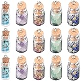 SUNNYCLUE 1 Box 30Pcs Mini Glass Bottle Charms Necklace Wish Bottle Charm Tiny Jar Charms Small Gemstones Drifting Cork Stoppers Decoration Charm for Jewelry Making Charms Earring Keychain Xmas Gift