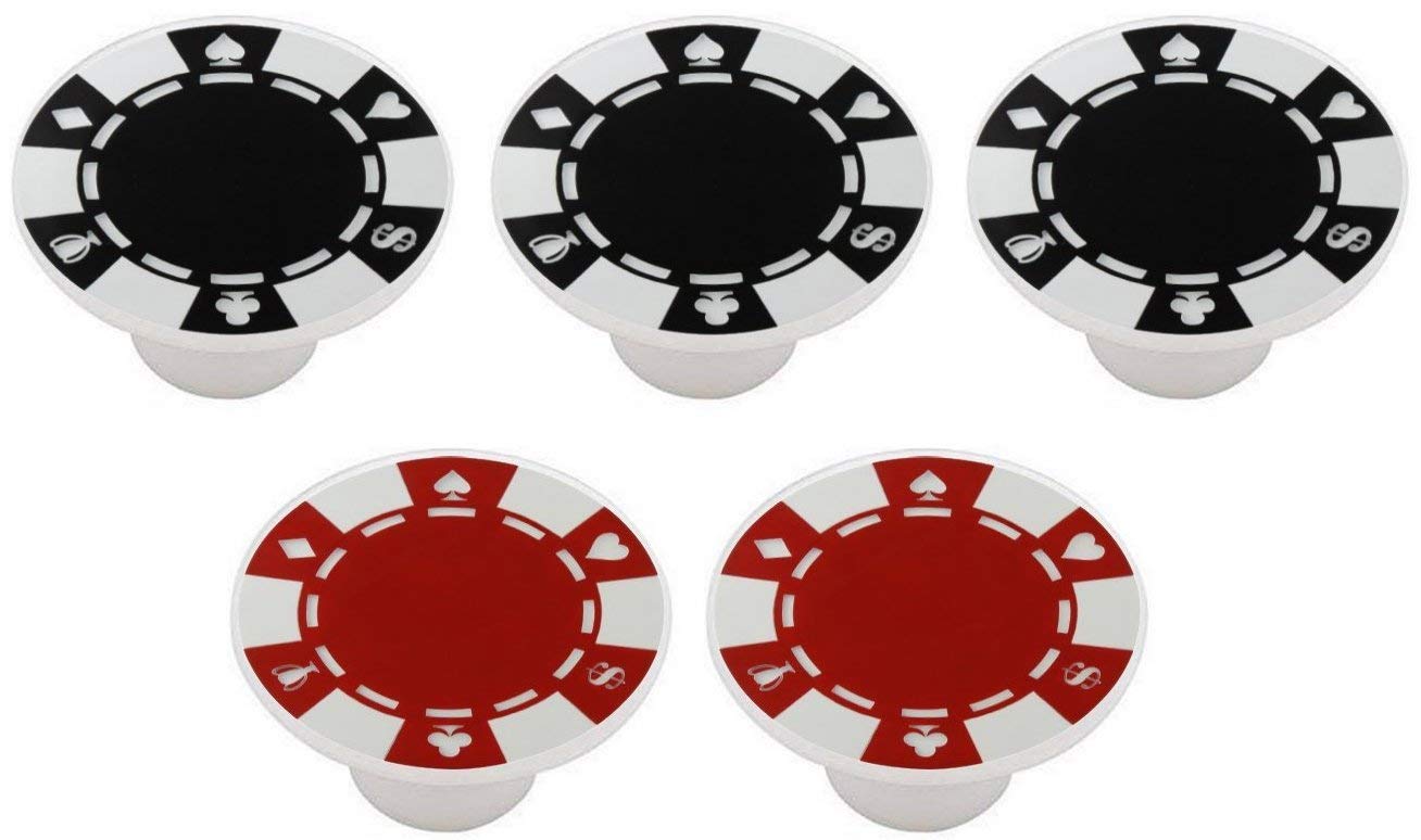 Amazon Com Set Of 5 Knobs Red Black Poker Chips Decorative