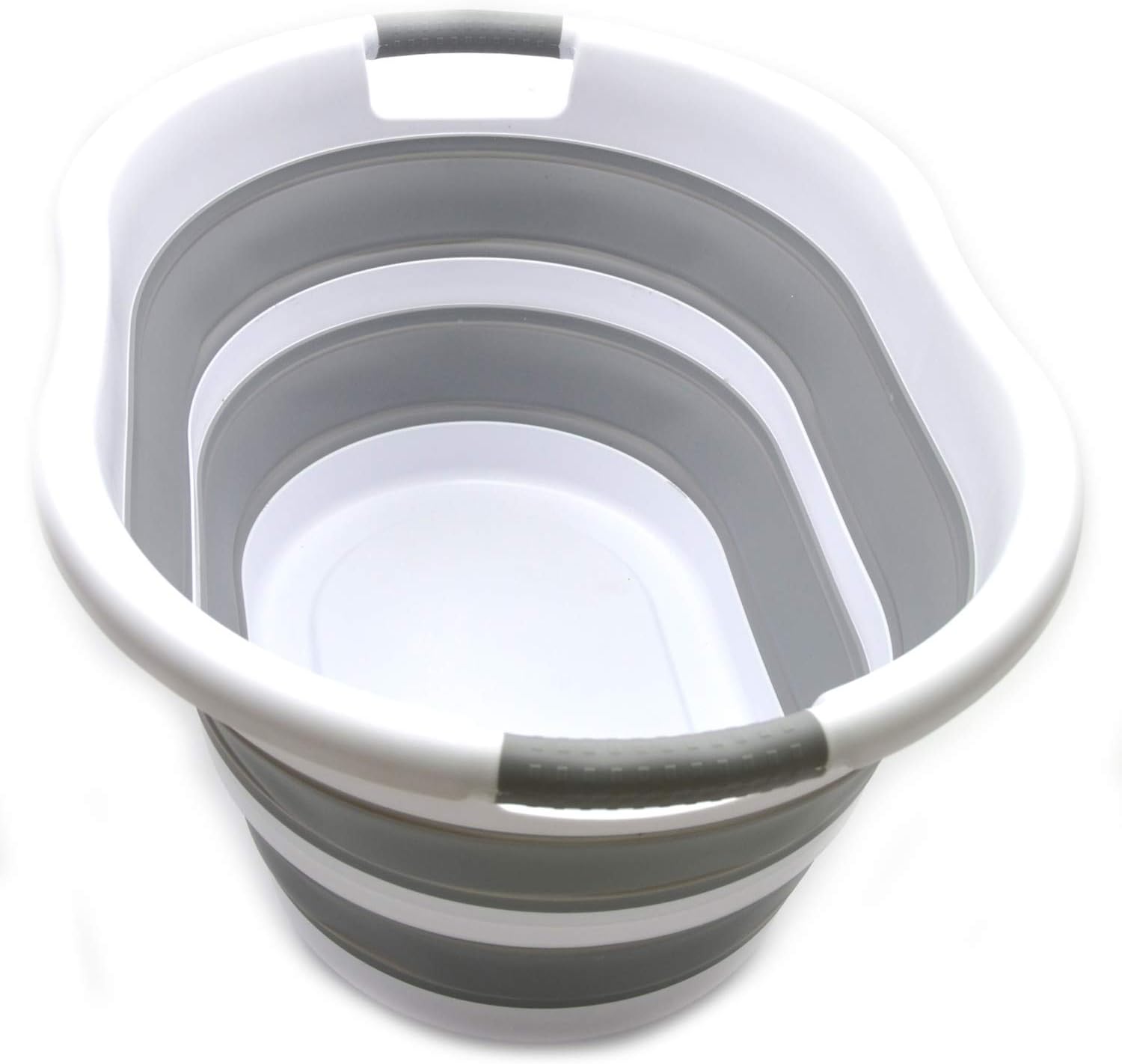 SAMMART 36L Collapsible Plastic Laundry Basket, Oval Tub/Basket, Foldable Storage Container/Organizer, Portable Washing Tub