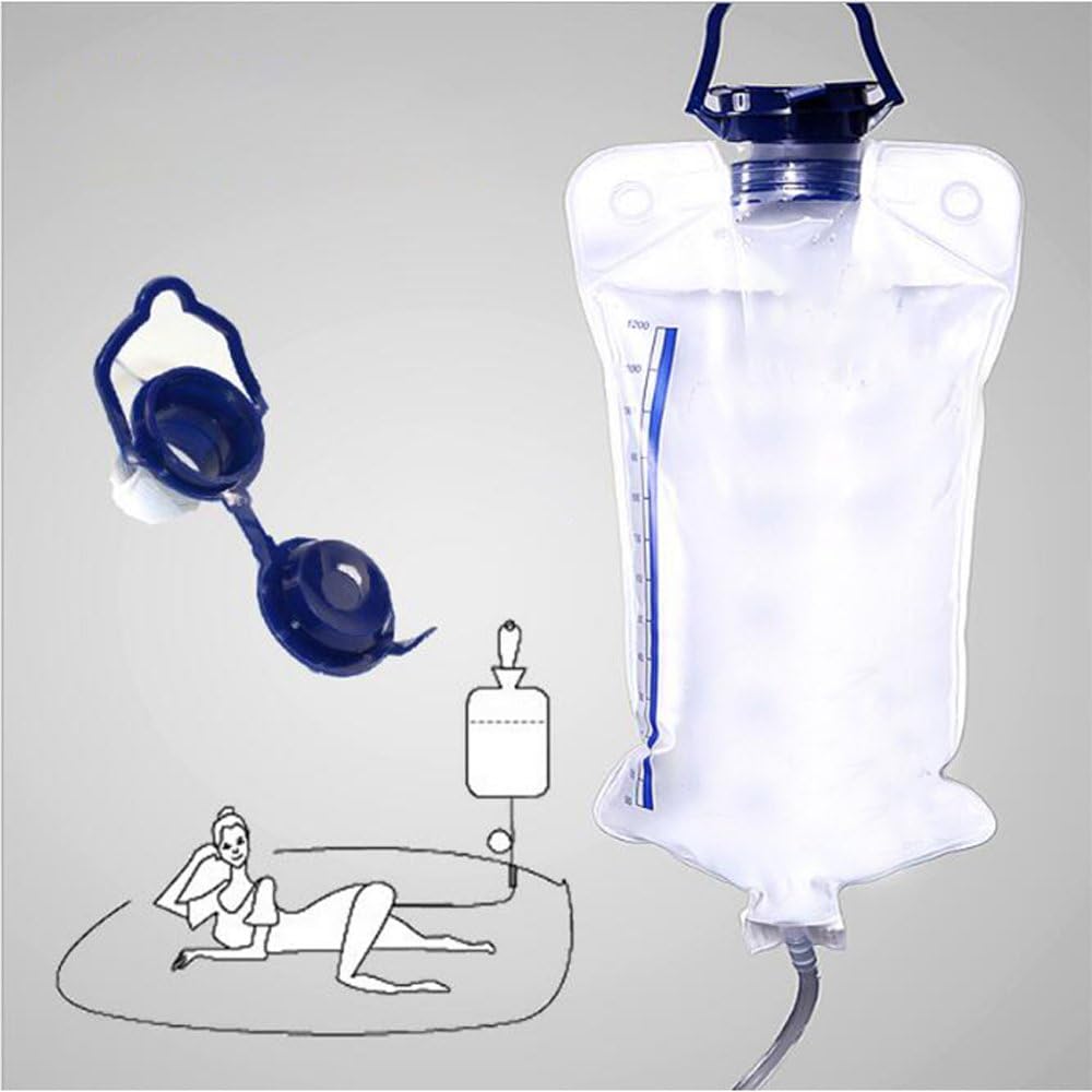 Fencia Reusable Enema Bag Kit for Colon Cleansing with Silicone Hose