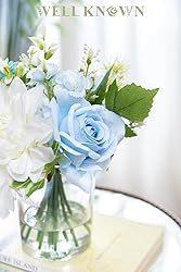 WELL KNOWN Artificial Flowers in Glass Vase with