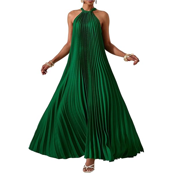 naira pleated maxi dress palm green Petal and Pup Women's Naira Pleated Maxi Dress main image 1