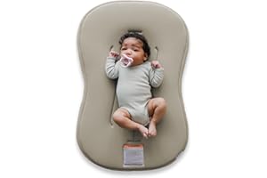 snuggle me® Baby Lounger Curve (0-6 Months) - Premium Organic Cotton with Foam Core, Machine-Washable Cover, Buttery-Soft & Breathable Infant Lounger with Travel Bag (30 in x 20 in x 1.9 in) - Birch