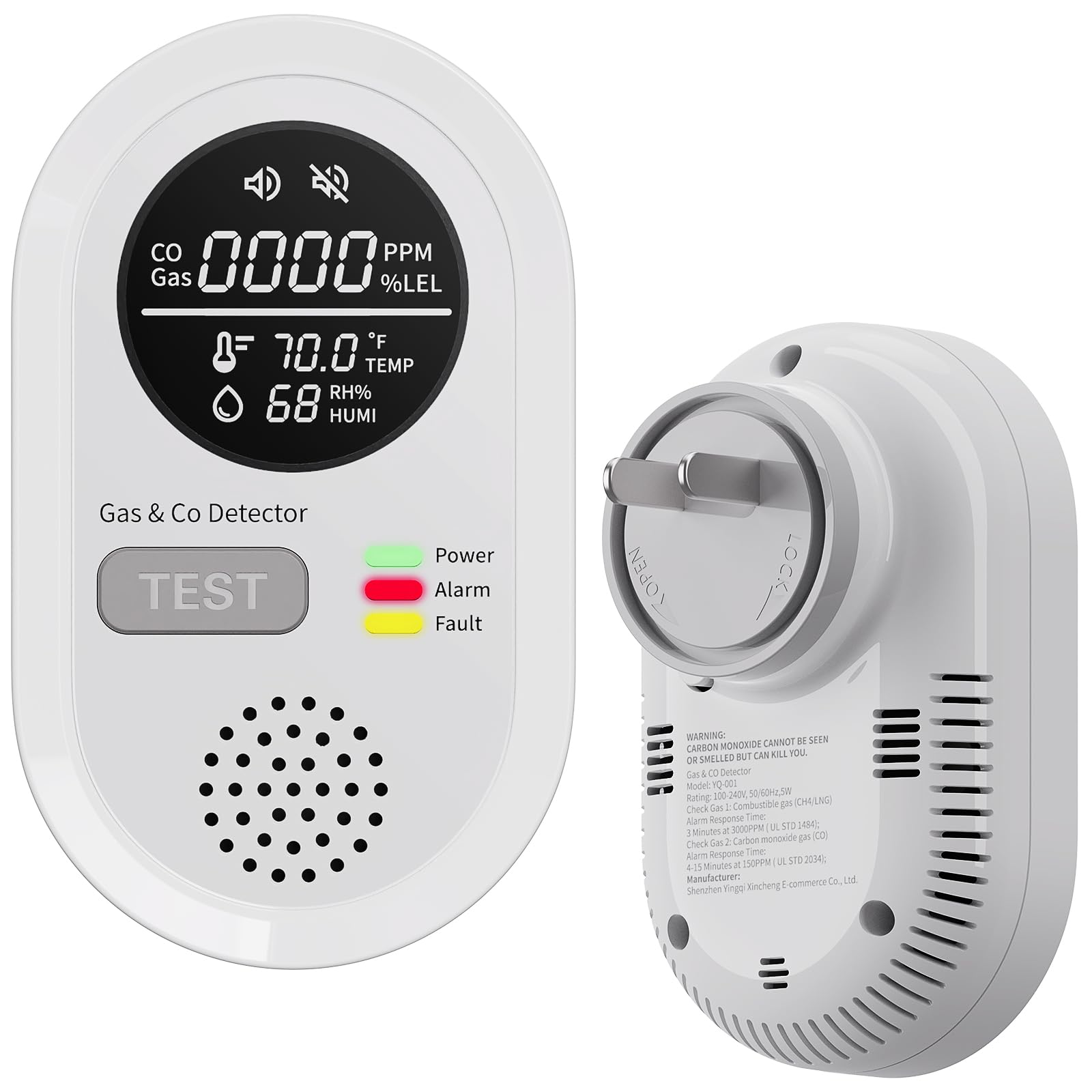 Photo 1 of 8-in-1 Natural Gas Leak Detector & Carbon Monoxide Detectors - Monitor CO, Natural Gas, Temperature & Humidity HD Screen with Gas & CO Monitor Alarm Sound Warning for Home, RV, Apartment Safety (1)
