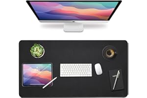 Vine Creations Leather Desk Mat Large 36" x 20", Desk Protector Mat, PU Leather Desk Pad, Non-Slip Large Mouse Pad, Desk Blotter, Desk Pads on Top of Desks, Home Office Desk Matt for Desktop (Black)