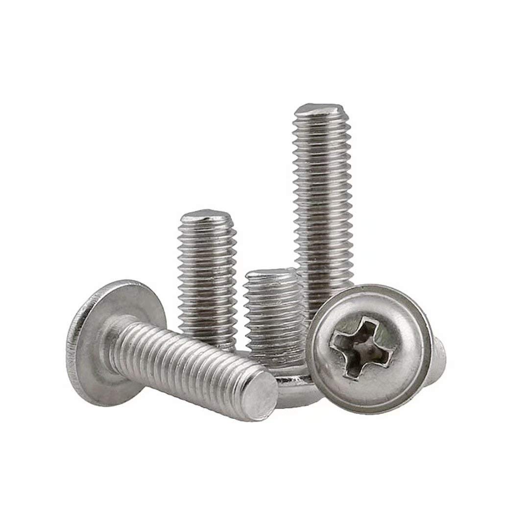 BOZONLI Flanged Head Button Machine Screws Bolts, Stainless Steel Phillips Head Screw Fasteners, M2*20mm,50 pcs