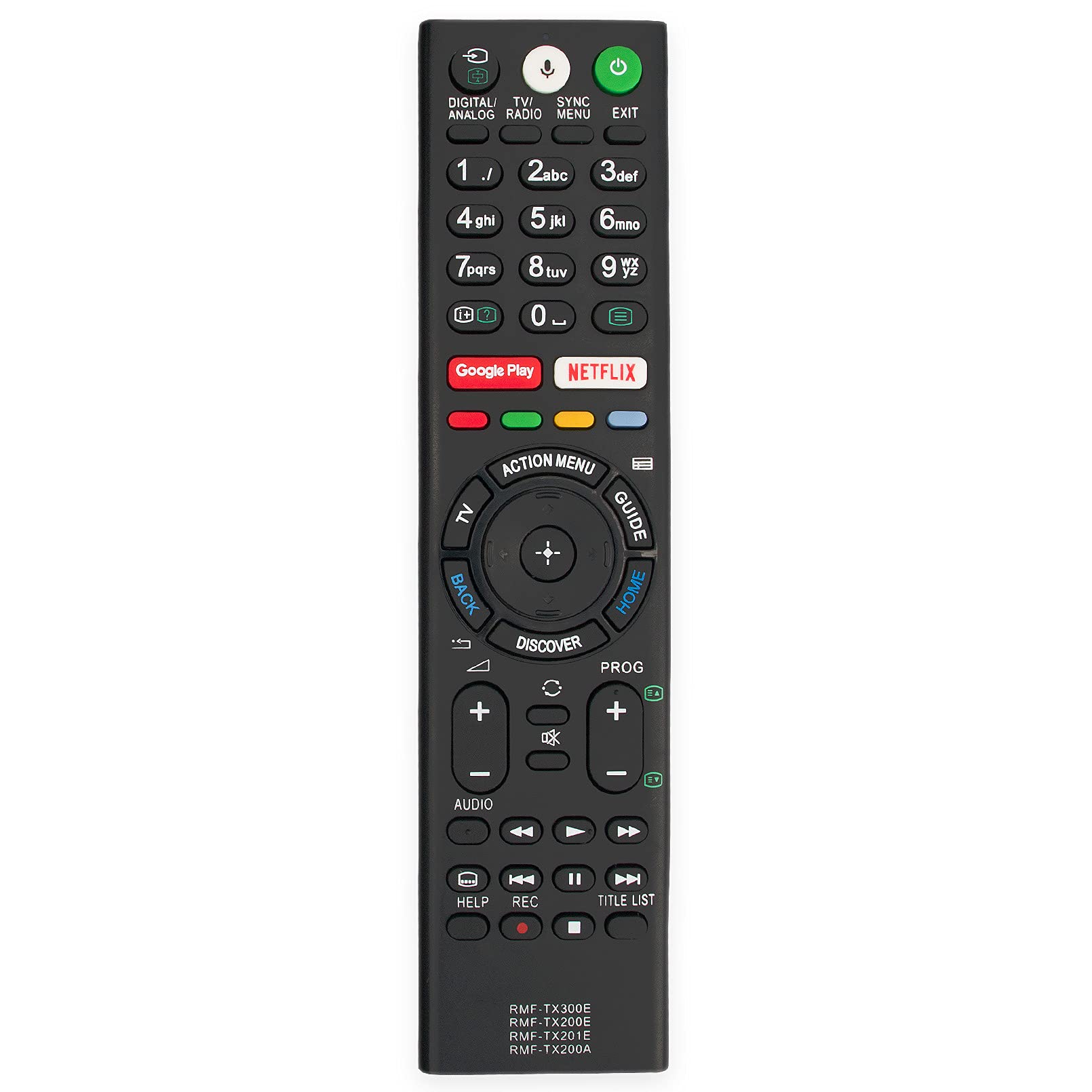 ROLLGAN RMF-TX300E RMF-TX200E Voice Replace Remote Compatible with SONY RMF-TX201E RMF-TX200A remote for TV KD-43XD8099 KD-49XD8088 KD-55XF8577 KD-55AF8 KD-65XF8588 KD-75XF8596