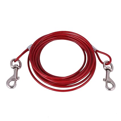 Hofleine für Hunde, 16.4ft Haustier Hund Krawatte Kabel Lange Stahldraht Hundeleine Doppelköpfe Kauen Beständig Tieout Leine 