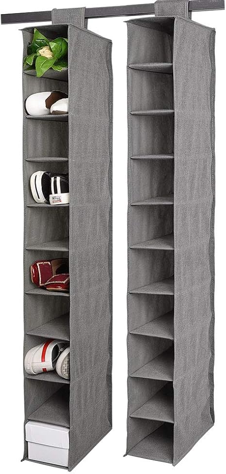 Amazon 吊り下げ収納 衣類ラック 高級綿の麻 収納ケース クローゼット 収納 棚 布製 靴 収納ボックス セーター シャツ ラック 10段式 衣装 収納ラック 折りたたみ バッグ収納 ハンガーラック 小 物ラック 水洗い可能 引き出し付き 防湿 靴下 靴 タオル セーター