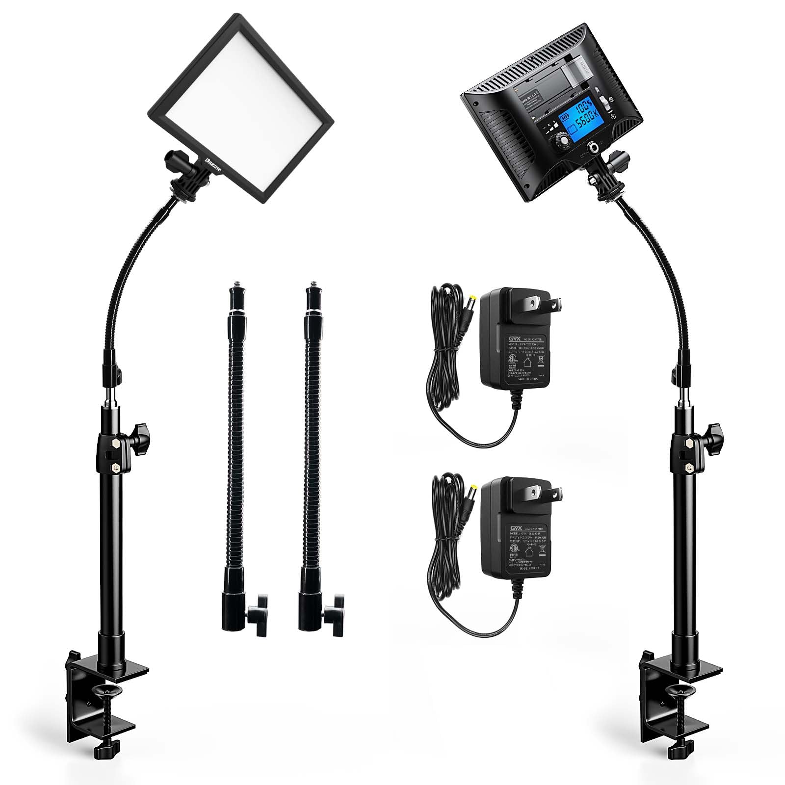 Photo 1 of Dazzne 2-Pack Key Light, Streaming Lighting Dimmable Bi-Color 3200-5600k Video Conference Lighting with Gooseneck Tubes LED Panel Desk Light for Gaming/Zoom Meetings/Broadcast/Tiktok