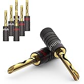 Tertullus BFA Banana Plugs 24K Gold Plated Speaker Banana Plug Double Screw Locking for Home Theater, Wall Plate, Audio/Video Receiver and Sound Systems(4 Pairs/8 pcs)