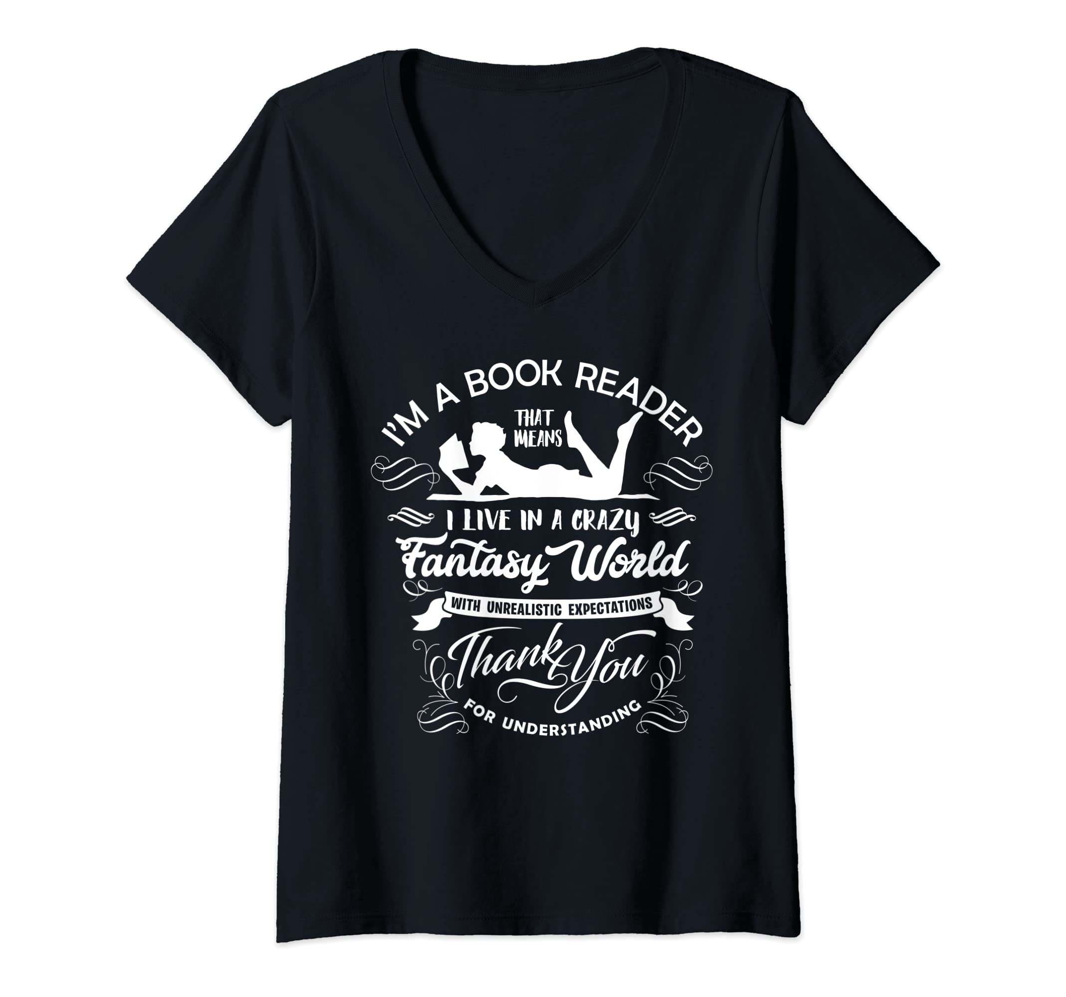 Womens I'm A Book Reader Literary Readers book Themed Lovers Writer V-Neck T-Shirt