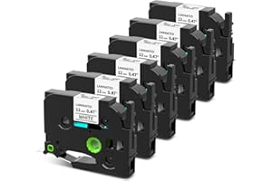 Pillex TZe-231 TZe TZ Tape 12mm 0.47 Laminated White AZe Label Tape Replace for Brother Label Maker Tape TZe231 Work with Brother P Touch Label Maker PT-D210 PT-H110 PT-D220 PT-D400 D600 D610BT 6-Pack